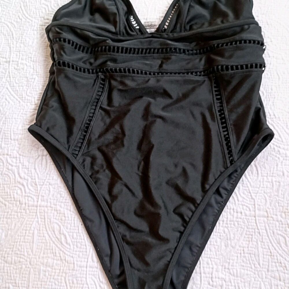 Women's One-Piece Swimsuit, Size L, Black